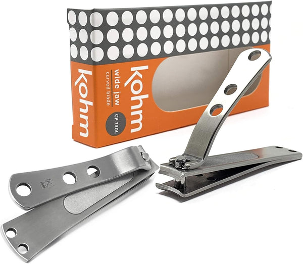 KOHM Curved Nail Clippers with Nail File - Heavy Duty Stainless Steel Toe Nail Nippers for Men, Women, Seniors