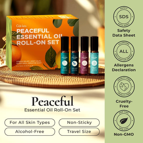 Set 0.34 Oz Set Gya Labs Peaceful Roll on Essential Oils - Fl Each - Essential Oil Relaxation Womens Gifts
