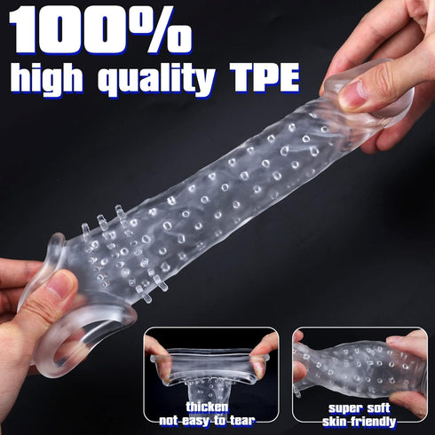 XCASLY q6654491 Transparent Threaded mace Condom Male Condom Adult Lock fine Ring Crystal Sleeve