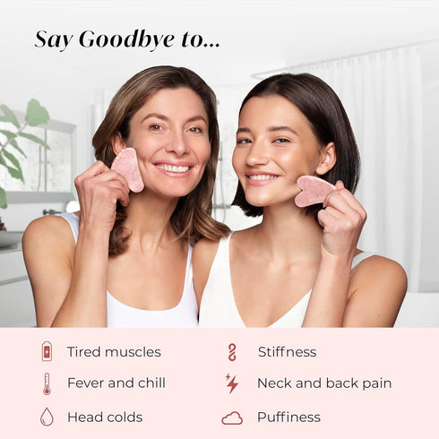 PLANTIFIQUE Gua Sha Rose Quartz Tool for Face - Anti Aging Massage Tool for Your Skincare Routine