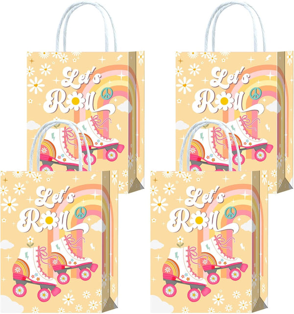 Tyndallrays 16 Pieces Retro Groovy Roller Skates Goodie Bags for Birthday Party Supplies