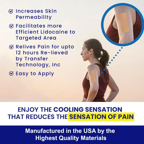 4% Lidocaine & 1% Menthol Pain Relief Patches - Maximum Strength Medicated Stick-on Patches for Joint & Muscle Pain (6
