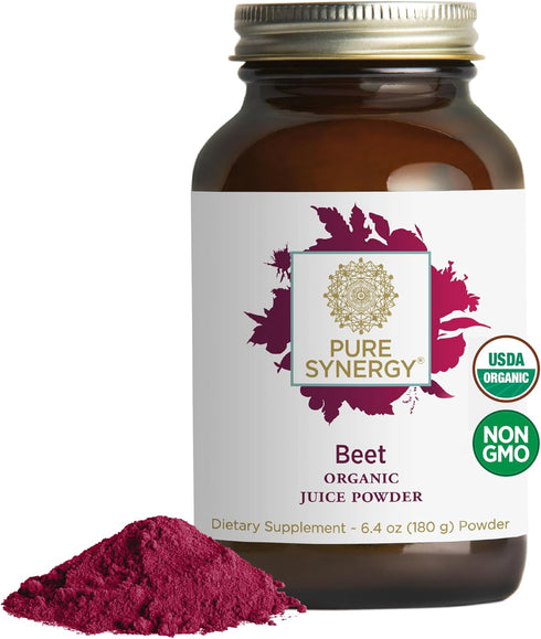 PURE SYNERGY Organic Beet Juice Powder | Pre-Workout Supplement for Healthy Circulation, 6.4 oz