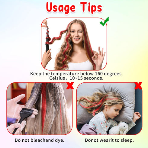 Kyerivs 24PCS Colored Clip in Hair Extensions for Girls - 20Inch Rainbow Straight Synthetic Hairpieces