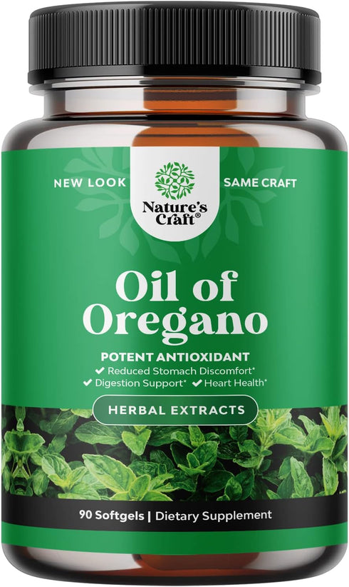 Pure Wild Oregano Oil Softgels - Immune Support, Heart Health, Upset Stomach | Antioxidant Supplement for Daily Energy