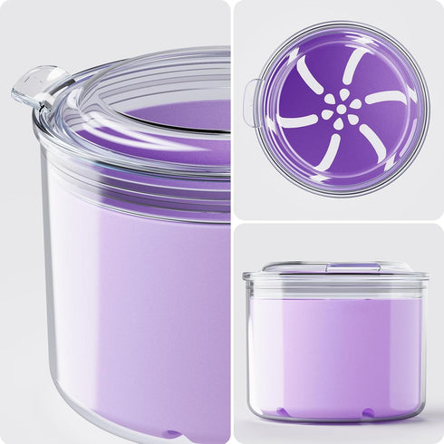 Denture Bath Cup with Brush, Container for Soaking Dentures, Retainers, Mouth Guard Storage Case, Cleaning Holder Box -