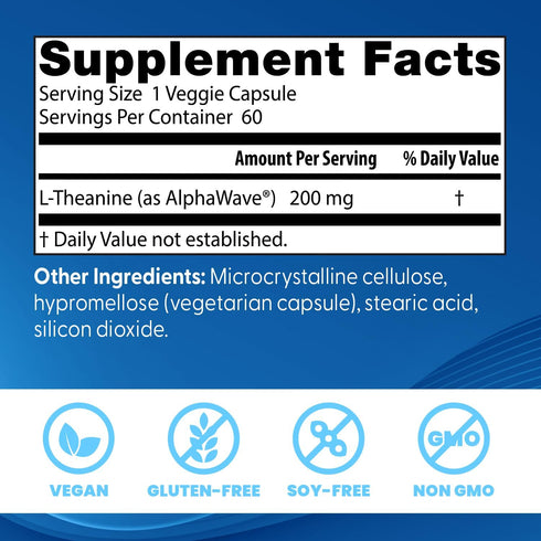 Doctor's Best L-Theanine AlphaWave, Supports Relaxation and Mental Clarity, 60 Veggie Capsules