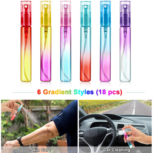 Patelai 18 Pieces Mini Perfume Spray Bottles, 8 ml Atomizer Portable Travel Mister in Colorful Glass
