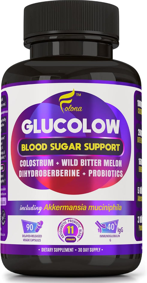 Blood Sugar Support Colostrum Supplement w/ Bitter Melon, Probiotics Blend w/ Akkermansia