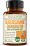 Vegan Glucosamine Chondroitin, 90 Caps Joint Support Supplement without Shellfish, Plant-Based & Non-GMO