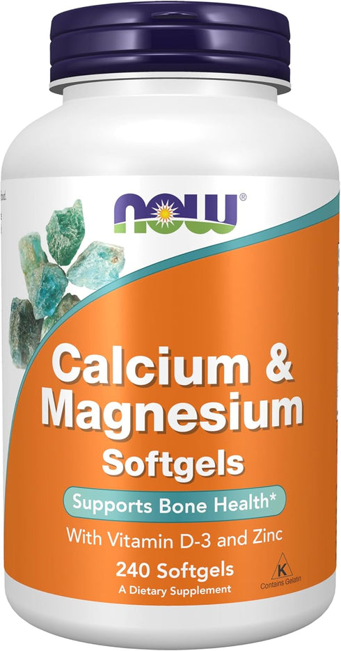NOW Supplements Calcium & Magnesium with Vitamin D-3 and Zinc, 120 Softgels for Bone Health*