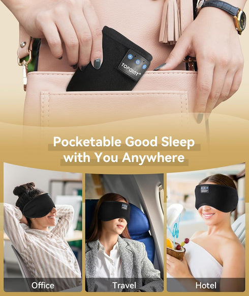 TOPOINT Sleep Mask with Headphones, Bluetooth 5.2 Wireless Eye Mask for Sleeping, Travel, Meditation for Men, Women