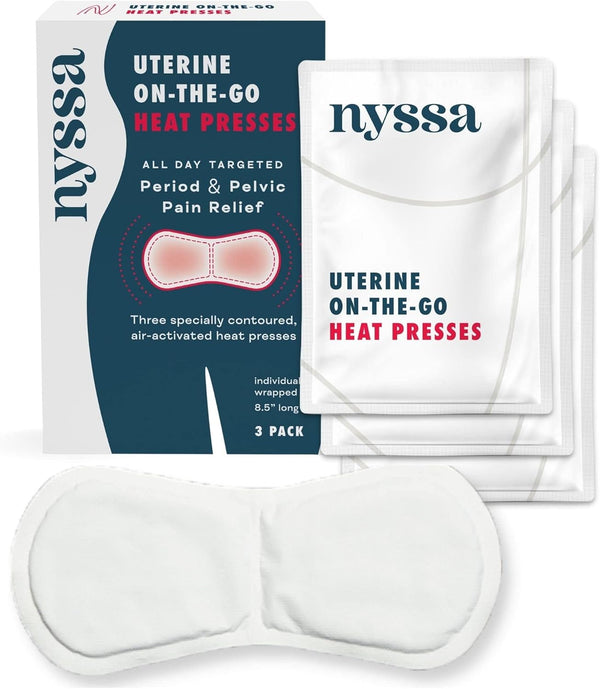 Nyssa Uterine On-The-Go Heat Presses - Instant Portable Menstrual Heat Patches for Natural Cramp Relief, 1x3-Pack