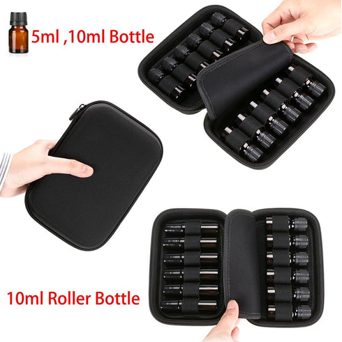 Hipiwe Hard Shell Essential Oil Carrying Case, Holds 12 Bottles (5ml, 10ml, & 10ml Rollers), Travel Size Organizer,