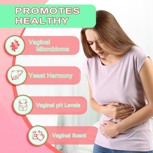Ruolai Odor,60 Count Women's Vaginal- pH Balance & Prebiotics with Lactobacillus - Promote Healthy Vaginal Flora