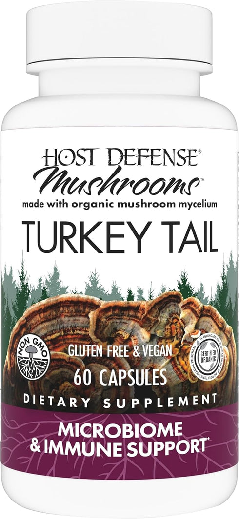 Host Defense Turkey Tail Capsules - Digestive Health & Immune Response Support