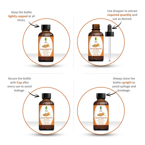 SVA 1 Fl Oz Carrot Seed Oil - 100% Natural Cold Pressed for Face, Skin Care, Hair Care, Scalp & Body Massage