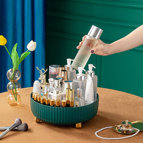Anyoifax Makeup Perfume Organizer Tray 360 Degree Rotating Lazy Susan Skincare Lotion Organizer Spinning Cosmetics Storage for Dresser, Vanity, Bathroom Countertop, Small Teal Green by Anyoifax