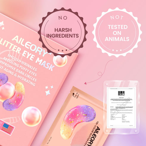 Under Eye Patches, 24 Pairs of Tri-color Glitter Gel Pads for Dark Circles, Puffy Eyes, and Wrinkles, Natural Collagen