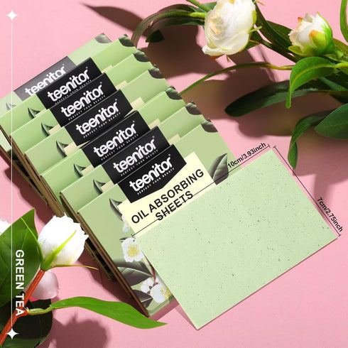 Teenitor Green Tea Blotting Paper, 800 Oil Absorbing Sheets for Oily Skin