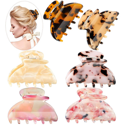 WILLBOND 6 Pieces Medium Hair Claw Clips for Thin Hair, 2.6 Inch Tortoise Shell Clip Banana Jaw Hairpin Barrettes for