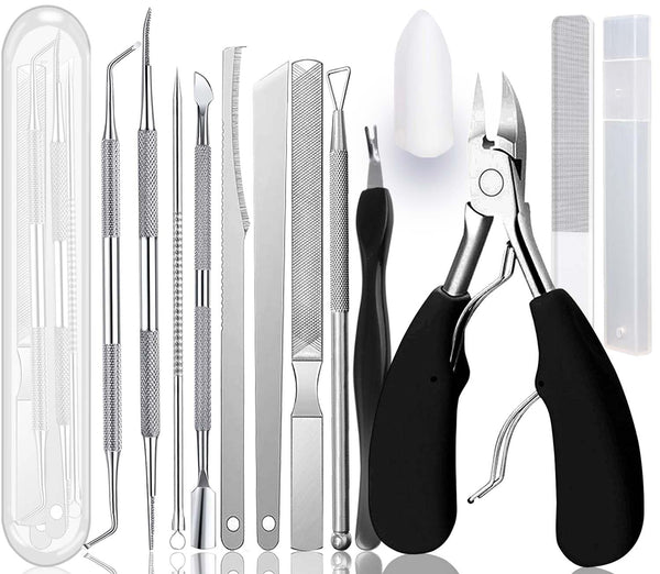 Ingrown Toenail Pedicure Tool Kit, 11 Piece Stainless Steel Nail Care Treatment for Nail Correction and Pain Relief