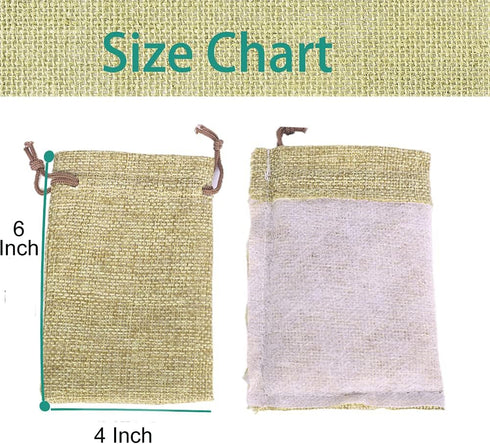 LYSXP 50PCS Burlap Bags with Drawstring, 4x6 Inch Cream Color Gift Bag Jewelry Pouches for Wedding Party Favors
