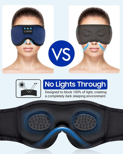 LC-dolida Sleeping Headphones Eye Mask, Wireless Music Cotton Sleep Cover with Bluetooth Headphones for Side Sleepers