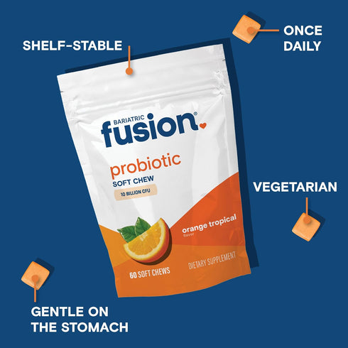 Bariatric Fusion Probiotic Soft Chews, Orange Tropical Flavor, 60 Count - Chewy Bariatric Vitamin