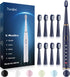 7AM2M Sonic Electric Toothbrush for Adults and Kids, Navy - High Power with 8 Brush Heads & 5 Modes