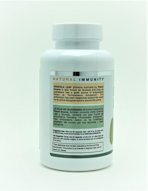 Planet Source Immune Inflammation Immune 60 1400mg Graviola Leaf - Annona Muritcata Soursop - Boost and a Healthy