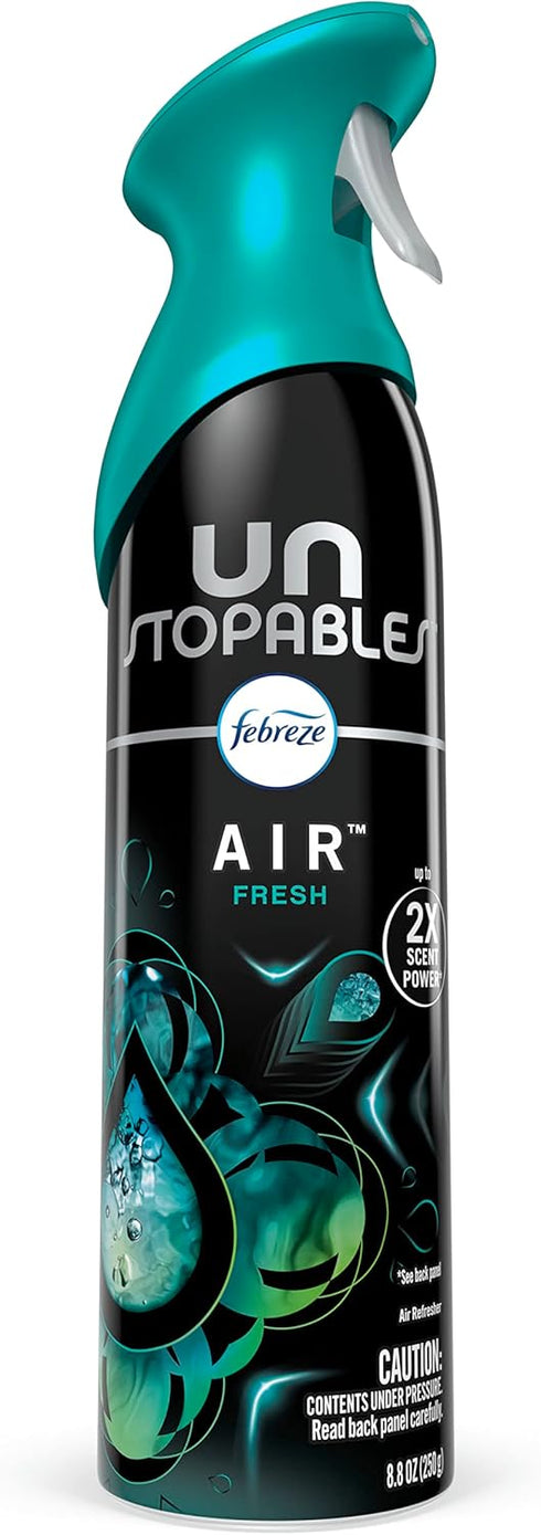 Febreze Air Freshener Spray, Unstopables Fresh, Odor Fighter for Strong Odor, 8.8 Oz, Pack of 6