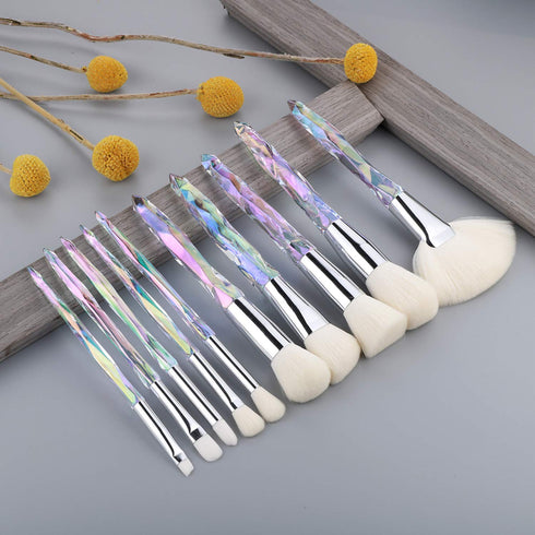Kingtree Crystal Makeup Brush Set, 10PCS Sparkling Premium Brushes for Foundation, Blush, Concealer, Eyeshadow for Women