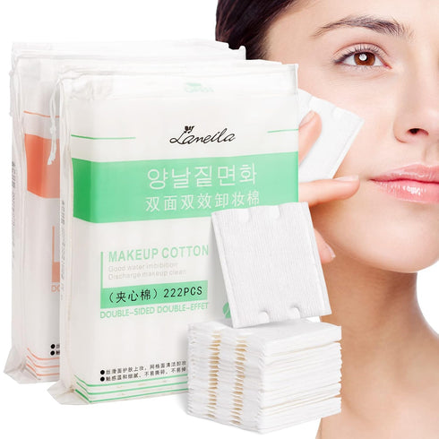Noverlife 444PCS Makeup Cotton Pads, Natural Premium Square Cotton Puff for Gentle Makeup Removal