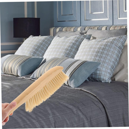 Practical Wooden Handle Bristle Bed Brush - Khaki, Multi-Functional Plastic Cleaning Brush for Delicate Fabrics