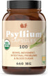 Pure Natural Whole Psyllium Husk Powder Capsules - 100 Pure Unflavored Fiber & Colon Cleanse, 660mg