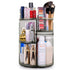 sanipoe 360 Rotating Makeup Organizer, Spinning Skincare Display Case with Brush Holder for Vanity Countertop