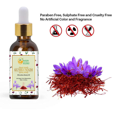 Kumkumadi Oil Pure Ayurveda Face Oil, Saffron Serum Moisturizer with 26 Herbs, 30 Ml