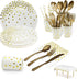 Paper Plates Napkins Set, Disposable 7/9 Inch White and Gold Party Supplies with Forks, Knives, Spoons