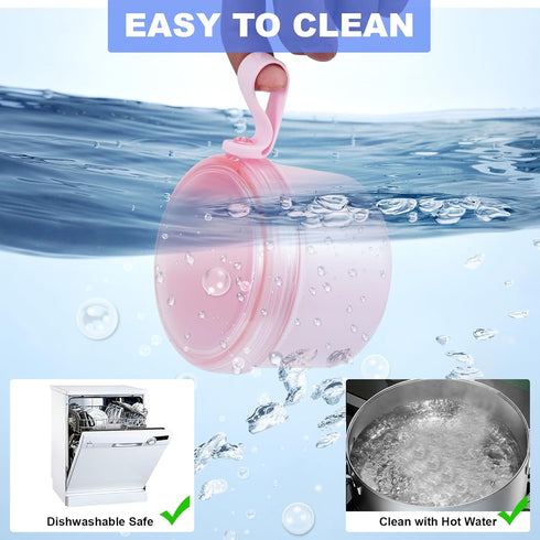 Denture Case, Leak Proof Bath Cup for Travel, Container for Soaking Full & Partial Dentures, Cleaning Kit