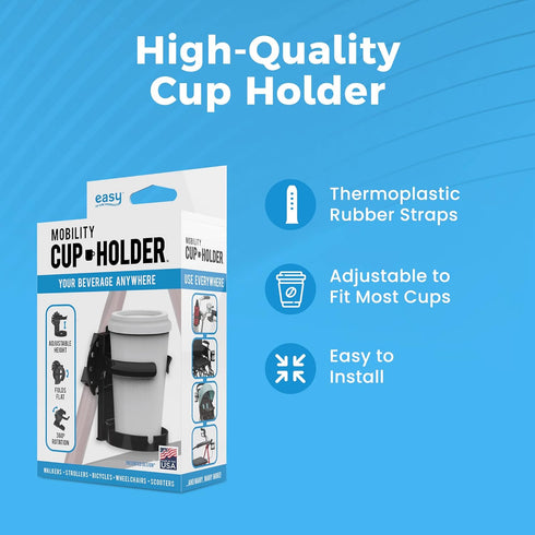 Mobility Cup Holder for Adults, Portable Drink Holder for Wheelchair, Adjustable & Foldable Cup Carrier