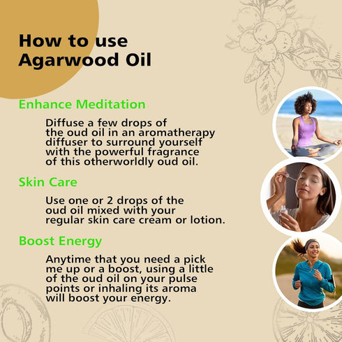 Agarwood Essential Oil - Pure Argawood Oil for Aromatherapy and Meditation, 3.38 Oz/100ml