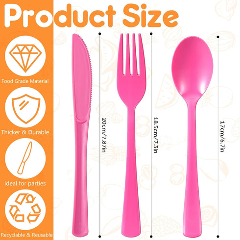 wlilupah 120 Set 40 40 40 Disposable Plastic Cutlery Forks and Spoons and Knifes for Home Office School Party Picnics