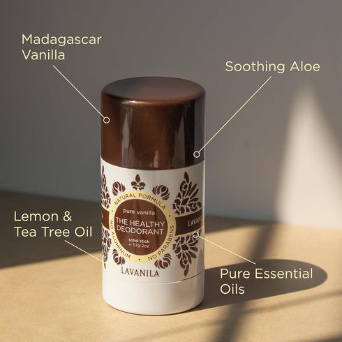 Lavanila Pure Vanilla Deodorant for Women - 2-Pack (2 Oz Each), Natural Aluminum Free Solid Stick