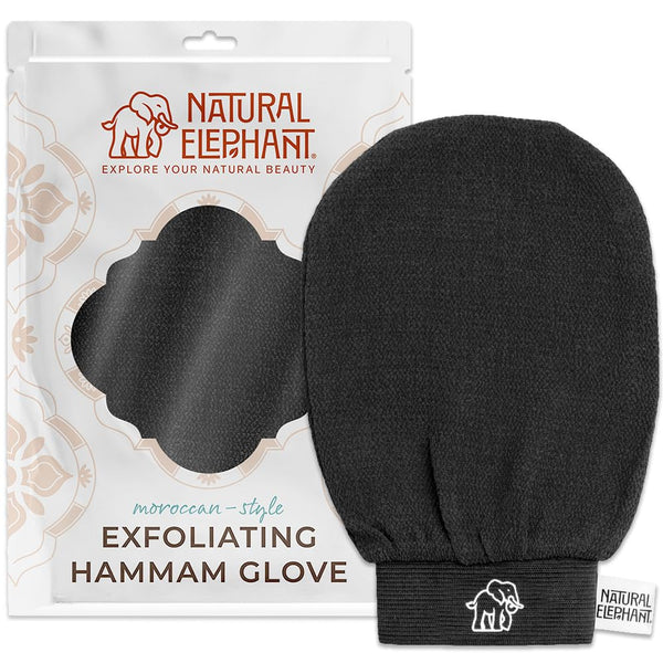 Natural Elephant Exfoliating Hammam Glove (Pure Black Single)