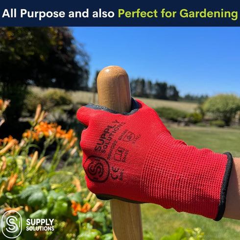 13 Gauge Polyester Shell with Latex Crinkle Palm Dipped Safety Work Gloves, 12 Pairs for Landscaping, XXL