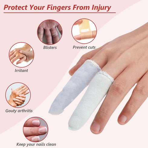 100 Pcs Finger Cots by EORTA | Cotton Material with Elasticity | Comfortable, Breathable, Reusable, Random Color