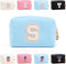 Personalized Initial Letter Makeup Bag Organizer, Waterproof PU Leather Letter Zipper Cosmetic Pouch Bag, Travel