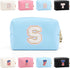 Personalized Initial Letter Makeup Bag Organizer, Waterproof PU Leather Letter Zipper Cosmetic Pouch Bag, Travel