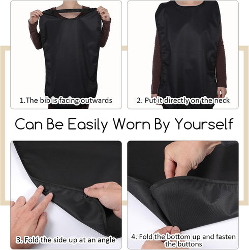 Tucnoeu Washable Cloth Bib with Detachable Crumb Catcher, Adult Bibs, Waterproof Reusable Bibs for Adult Eating Food